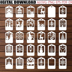 Pacchetto SVG di tag regalo di Natale per Cricut Glowforge - file di taglio SVG con tag regalo di Natale e file di taglio laser
