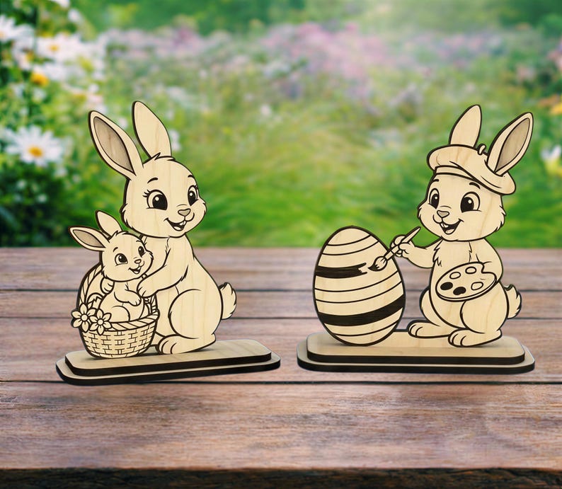 Standing Easter Bunny Decoration 10 Bundle Laser Cut Svg File Glowforge ...