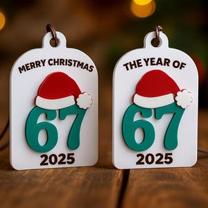 Jultomten 6 7 viral prydnad, sex sju trendig prydnad, sex sju SVG laserfil, Glowforge lasermaskin, julprydnad laser svg