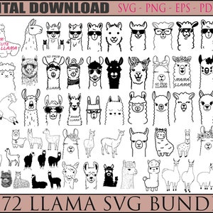 Llama SVG Bundle, Llama Aviator Sunglasses SVG, Llama Svg, Alpaca Svg, No Drama Llama SVG, Funny Llama Svg, cute Llama , face Llama