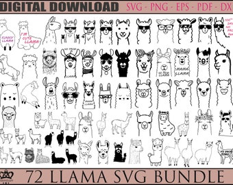 Llama SVG Bundle, Llama Aviator Sunglasses SVG, Llama Svg, Alpaca Svg, No Drama Llama SVG, Funny Llama Svg, cute Llama , face Llama