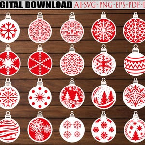 20 Christmas Balls svg, Christmas Decorations Cut Files, Christmas Tree Ornaments SVG, Laser cut files, Cricut, Silhouette, Glowforge