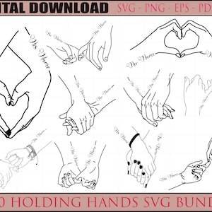 Holding Hands SVG, Pinky Hold, Love, SVG Cut File, Customize With Your Own Text, Add Names & Dates, Instant Download, Love Hands Design