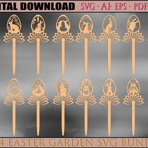 Ostern Garten SVG, Set von 24 tollen Ostern Laser Cut SVG Datei CNC, Ostern SVG, Osterornamente SVG, Vektor CNC Datei, Laser Cut Holzhase