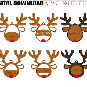 Renna SVG, Ornamenti di Natale Svg, Renna Bauble Svg, Glowforge SVG, Taglio laser, File per Cricut, Decorazioni natalizie, eps, dxf, ai, svg