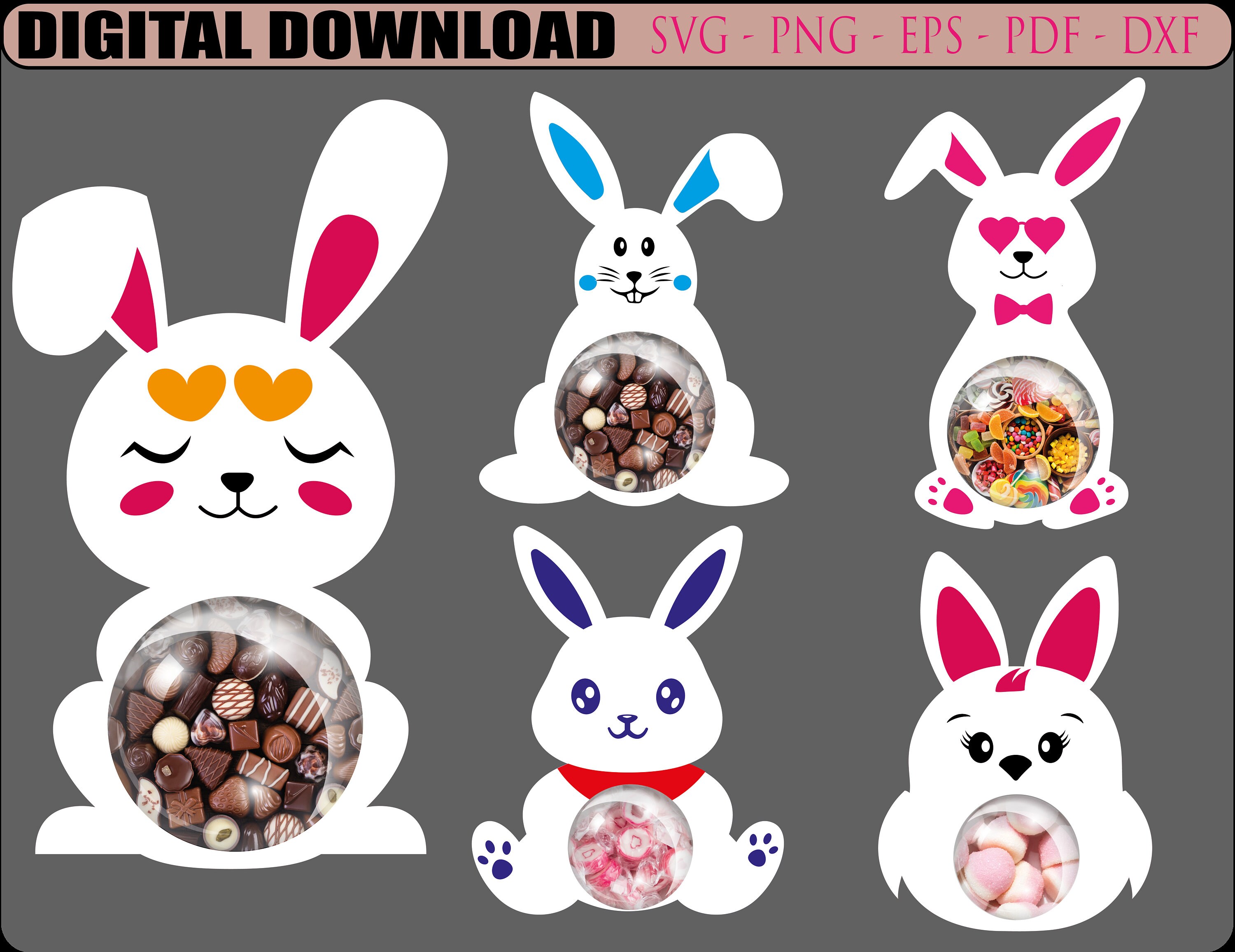 Easter Candy Dome SVG Bundle, Easter Candy Holder SVG, Bunny Candy ...