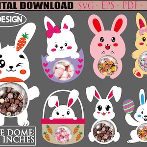 Easter Candy Dome SVG Bundle, Easter Candy Holder SVG, Bunny Candy Holder Svg, Chocolate holder svg, Party Favor, Easter Basket Gift. Cricut
