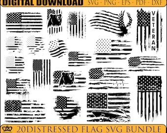 20 Distressed Flag Svg Bundle, 4th of July , American, Svg, Flag, Png, Cricut, Tshirts, Digital Download