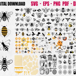 BEE SVG Bundle, Honey BEE Svg Files, Bee Svg Cut Files For Cricut, Bee Clipart, Honeycomb Svg