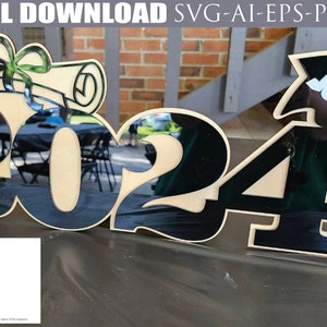 Graduation Photo Prop svg, Graduation Laser Cut File, 2024 Graduation svg, Graduation Laser svg, Class of 2024 svg, Graduation Laser Files