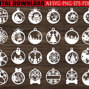 Christmas Balls Svg , Christmas Ornament Laser Cut  SVG Bundle, Set Of Christmas Toy, Christmas SVG Bundle.