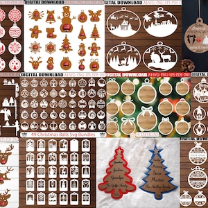Mega Bundle Christmas Laser Cut  , Christmas Laser Files SVG Gifts Laser Cut Christmas Christmas Balls Svg , Christmas Ornament Laser Cut