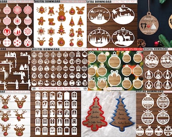 May include: A digital download of 49 Christmas ball SVG bundles, 14 ornament designs, and 8 reindeer SVGs. The designs include a variety of themes, such as snowflakes, trees, and gnomes. The designs are perfect for creating personalized ornaments, gift tags, and other holiday crafts.