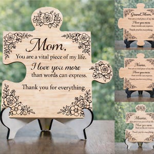 Mother’s Day Puzzle Sign SVG – Mother’s Day Laser Cut File – Floral Wooden Sign Digital Download – Gift for Mom – CNC Glowforge SVG