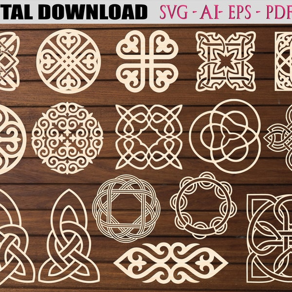 26 Celtic knots pendant. Celtic svg , Laser cut files svg , Ai , eps , pdf , dxf