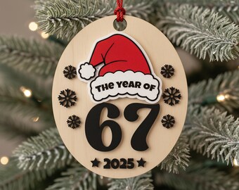 DIGITAL DOWNLOAD, Six Seven Viral Ornament SVG: Personalized Laser Cut File, Viral 67 Ornament, Teen Slang Ornament, Funny Kid Ornament