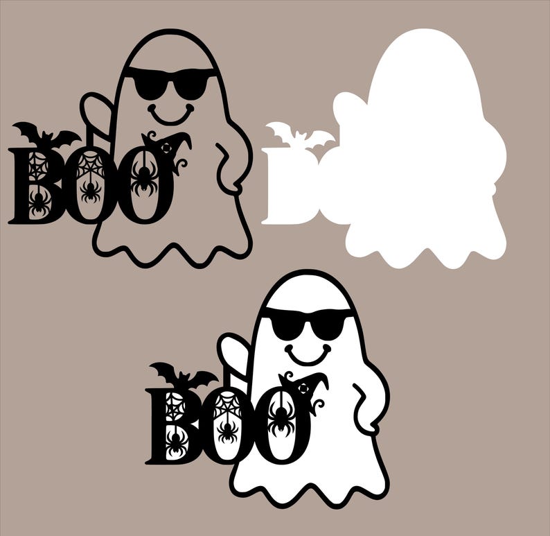 Сute Ghost Door Hanger Laser Cut Svg, Halloween Door Sign Bundle ...