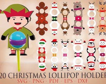 20 Christmas Lollipop Holder SVG, Reindeer Lollipop Holder Cut