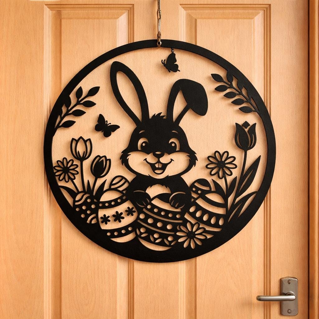 Pasen voordeur krans, feestelijke lente konijn decoratie, lente