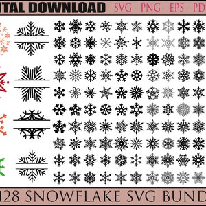 128 Snowflake SVG Bundle, Snowflakes for Digital Download, Winter SVG Snowflake File, Cricut, Silhouette, Glowforge