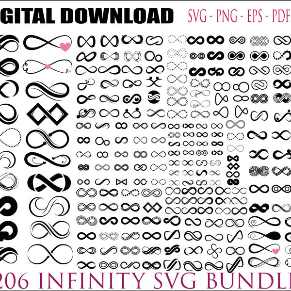 Infinity Svg, Infinity Love Svg Bundle, Forever Infinity Svg, Infinity Clipart, T Shirt Design, Infinity Heart Svg, Love Svg, Valentine Svg