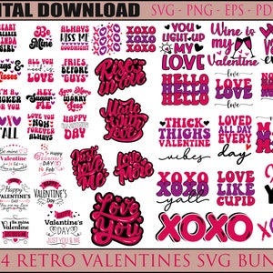 Valentines SVG Bundle, Retro Valentine Designs svg, Valentine Shirts svg, Cute Valentines svg, Heart Shirt svg, Love, Cut File Cricut