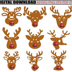 Reindeer Chocolate Holder SVG Bundle, Christmas Chocolate Holder SVG, Reindeer Svg, Holder Cricut Silhouette, Glowforge Svg, Laser Cut File