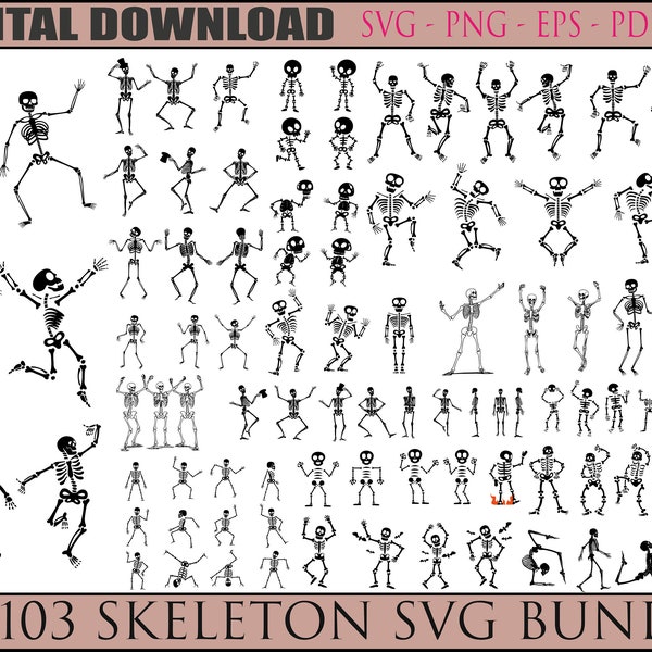 SKELETON SVG, Skeleton Svg Bundle, Skeleton Clipart, Skeleton Cut Files For Cricut, Halloween Svg