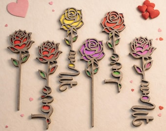Personalized Rose SVG Bundle - Rose Flowers Svg - Love Svg - Valentines Day Svg - Laser Cut Files - Anniversary Gifts - Glowforge Cricut CNC