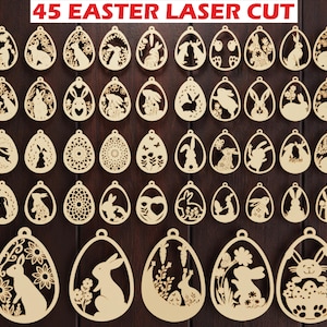 45 Ostern Mega Laser Cut SVG Bundle, Hasen Ornamente SVG, Ostern Laser Cut SVG Dateien, Osteraufhänger SVG, dxf eps