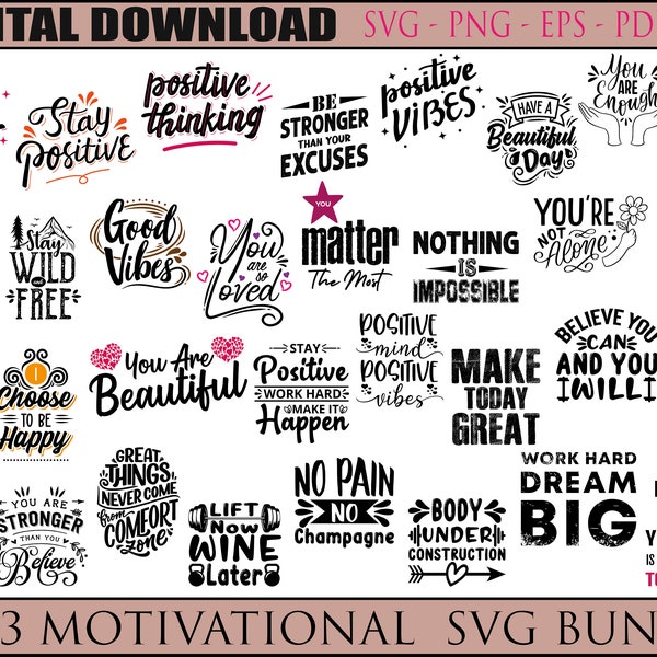 Positive Quote svg, Motivational svg Bundle , Self Love svg, Affirmation svg, Cute Inspirational svg,  Positive Quote png.