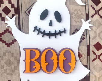 Сute Ghost Door Hanger Svg, Halloween Door Sign Bundle, Laser Cut File, Boo Svg, Ghost Glowforge svg, Funny Halloween Glowforge Decor svg