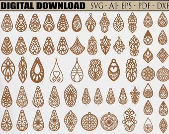 Earring Laser cut SVG, Earrings Template SVG, Wooden Jewelry Svg, Glowforge Svg, Cricut Leather Earrings