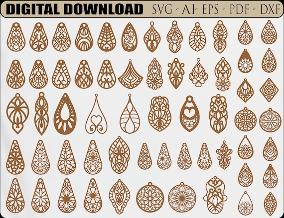 Earring Laser cut SVG, Earrings Template SVG, Wooden Jewelry Svg, Glowforge Svg, Cricut Leather Earrings