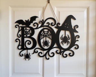 Spooky Boo deurhanger SVG, Halloween deurbord bundel, lasergesneden bestand, Boo SVG, Spooky Glowforge SVG, grappige Halloween Glowforge decoratie SVG