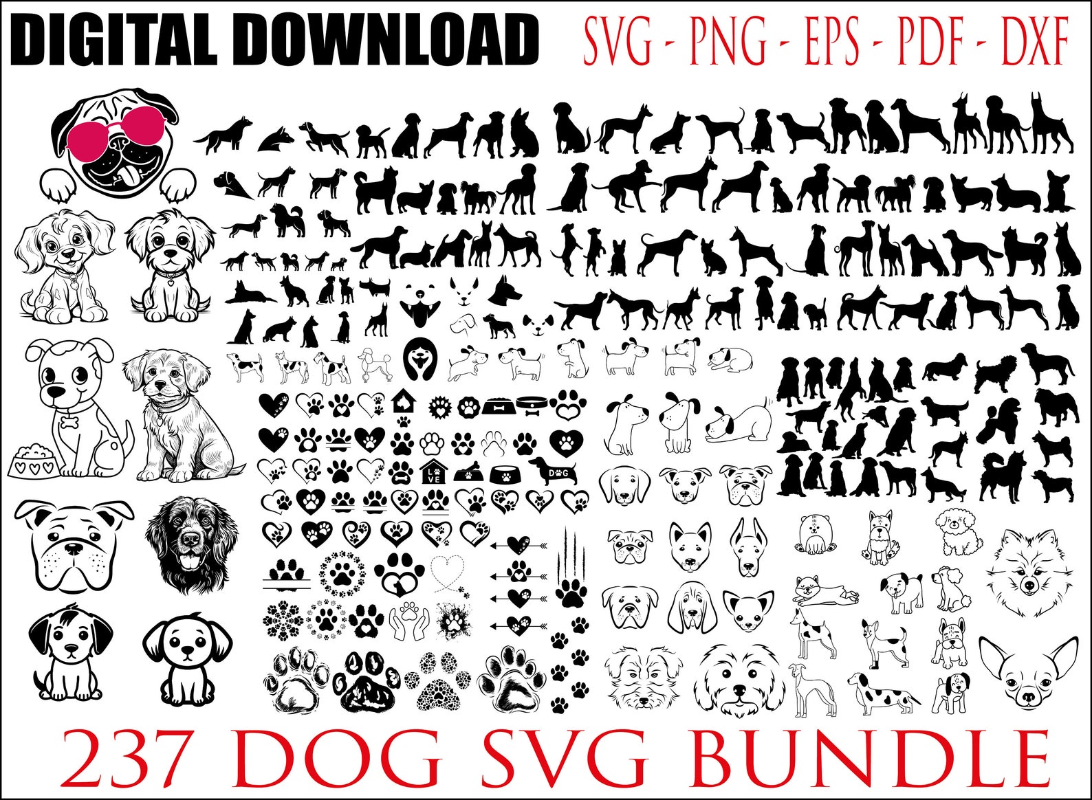 Dog SVG Bundle, Dog PNG Bundle, Dog Clipart, Dog SVG Cut Files for ...