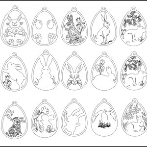 45 Easter Mega Laser Cut Svg Bundle, Bunny Ornaments Svg,Easter Laser Cut svg files, Easter Hanger svg, dxf eps image 3