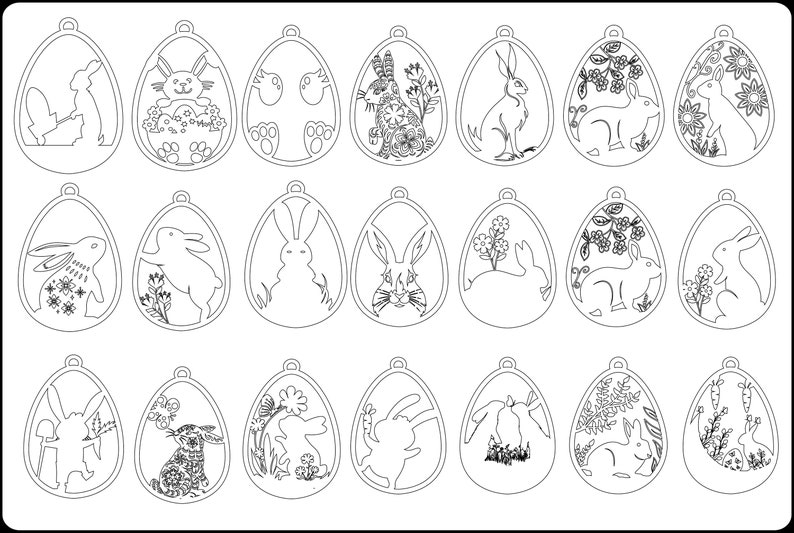 45 Wielkanocny Mega Laser Cut SVG pakiet, ozdoby Bunny SVG, Wielkanocne pliki SVG wycinane laserowo, Wielkanocny wieszak SVG, DXF EPS zdjęcie 3