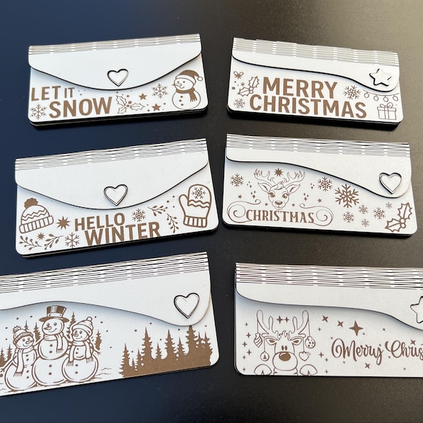 06 Weihnachtsgeldumschlag Lasergeschnittenes Weihnachtspaket SVG Schneidedatei Glowforge Umschlag Geldhalter SVG Umschlag Geschenk Geldhalter