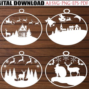 04 Christmas Layer Ornament SVG - Easily Customizable - Christmas Laser Files  - Glowforge Laser Cut File