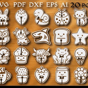 20 Bread bag clip holder bundle laser cut svg file Glowforge animals bread bag clip svg Funny bread bag clip holder laser Bread Animal, Food