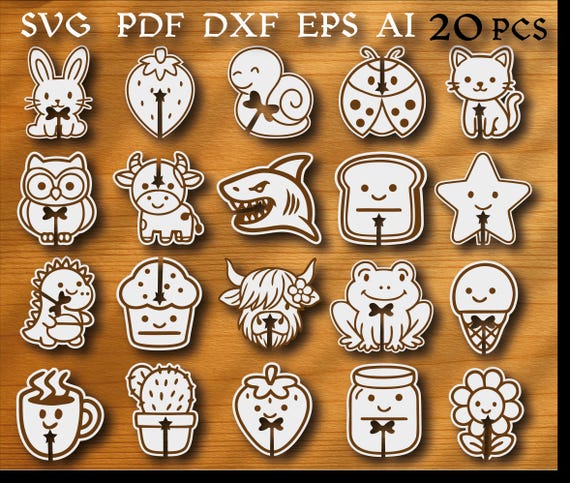 20 Bread bag clip holder bundle laser cut svg file Glowforge animals bread bag clip svg Funny bread bag clip holder laser Bread Animal, Food