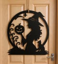 Spooky Witch Door Hanger Svg, Witch and Pumpkin Halloween Door Sign Bundle, Laser Cut File, Spooky Glowforge svg, Halloween Glowforge product logo