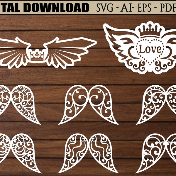 Angel Wings SVG wycinane laserowo, Angel Wings wycinane laserowo, Macrame Wings SVG, podstawa Macrame wycinana laserowo, pliki CNC