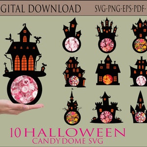 10 Halloween Candy Dome SVG Big Bundle, Halloween Candy Holder SVG, Candy Ornaments SVG, Schokoladenhalter SVG, Trick or Treat Geschenke, Clipart