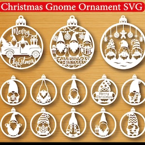 Christmas Gnome Ornament SVG, Christmas SVG, Ornaments Svg, Christmas Bauble SVG, Christmas Decor, Laser Cut File, Glowforge Svg, Gnome Svg