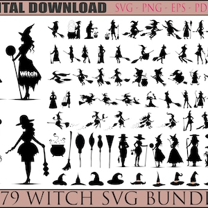 WITCH SVG, Witch Bundle Svg, Halloween Svg, Halloween Witch Svg, Witch Clipart, Witch Cut Files For Cricut, Witch Silhouette