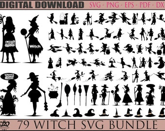 WITCH SVG, Witch Bundle Svg, Halloween Svg, Halloween Witch Svg, Witch Clipart, Witch Cut Files For Cricut, Witch Silhouette