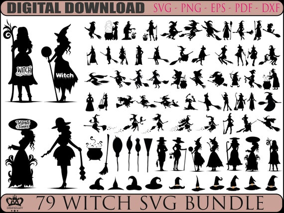 WITCH SVG, Witch Bundle Svg, Halloween Svg, Halloween Witch Svg, Witch Clipart, Witch Cut Files For Cricut, Witch Silhouette