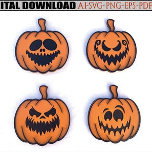04 Pumpkin SVG Laser Cut Files, Halloween svg Files, Jack o Lantern svg Glowforge Files, Pumpkin Face svg, png , ai, dxf , eps , pdf,